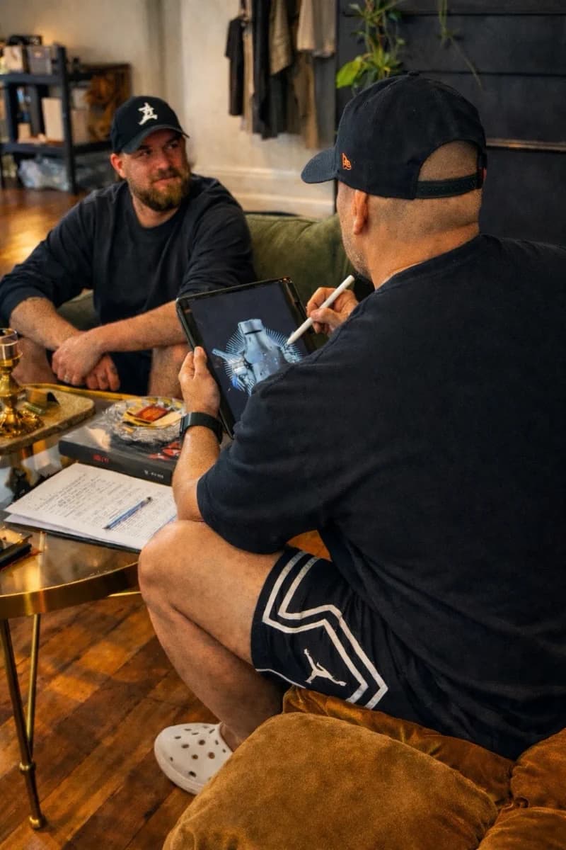 Ameo and client reviewing design concepts during consultation